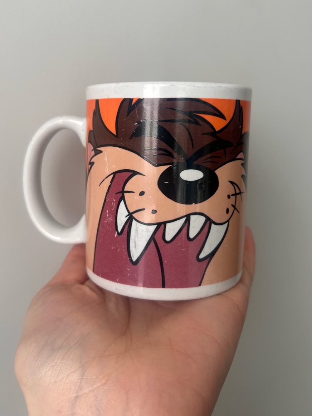 Vintage 1998 Warner Bros. Taz Orange Ceramic Coffee Mug